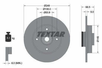 Купить 92133303 TEXTAR Тормозные диски Peugeot 307 (1.4, 1.6, 2.0)