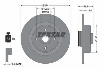 Купить 92223203 TEXTAR Тормозные диски Сценик 2 (1.5, 1.6, 1.9, 2.0)