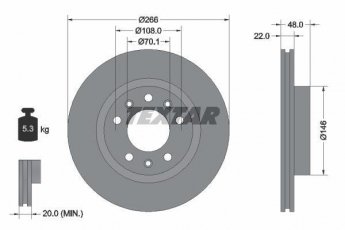 Купить 92269003 TEXTAR Тормозные диски Пежо 308 (1.2, 1.6, 2.0)