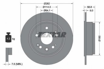 Купить 92165703 TEXTAR Тормозные диски CR-V (2.0, 2.4 Vtec 4WD)