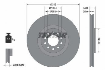 Купить 92098505 TEXTAR Тормозные диски Бора (1.8, 1.9, 2.3, 2.8)