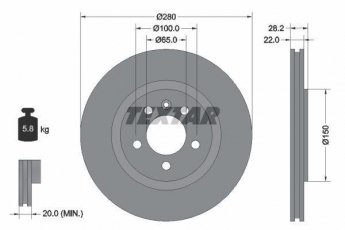 Купить 92057100 TEXTAR Тормозные диски Passat (B3, B4) (1.9 TDI, 2.8 VR6)
