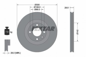 Купить 92097103 TEXTAR Тормозные диски Peugeot 406 (2.2, 2.9, 3.0)