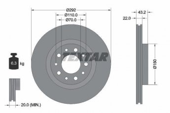Купить 92145303 TEXTAR Тормозные диски Alfa Romeo 159 (1.7, 2.4, 3.2)