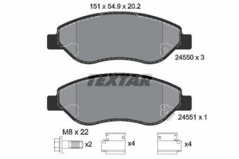 Купить 2455001 TEXTAR Тормозные колодки передние Corsa D (1.4, 1.7 CDTI) с звуковым предупреждением износа