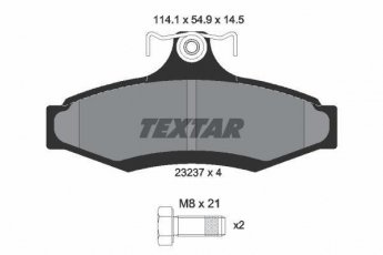 Купити 2323701 TEXTAR Гальмівні колодки задні Korando (2.0, 2.3, 2.9, 3.2) без датчика зносу