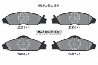 Купить 2323101 TEXTAR Тормозные колодки передние Карандо (2.0, 2.2, 2.3, 2.9, 3.2) с звуковым предупреждением износа