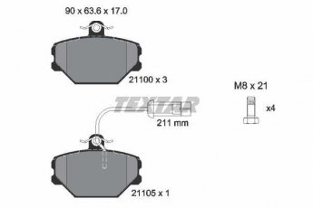 Купити 2110005 TEXTAR Гальмівні колодки передні Tipo (1.1, 1.4, 1.6, 1.7, 1.9) з датчиком зносу