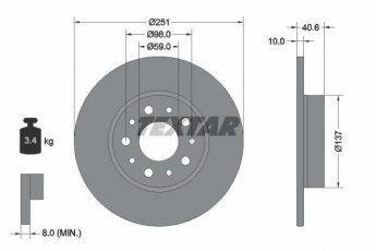 Купить 92244303 TEXTAR Тормозные диски Фиат 500 (0.9, 1.2, 1.4, 1.6)