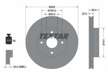 Купить 92226300 TEXTAR Тормозные диски Королла (120, 140, 150) (1.3, 1.5, 1.8)