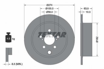 Купити 92262003 TEXTAR Гальмівні диски Subaru XV (1.6 i, 2.0 D, 2.0 i)