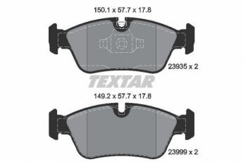 Купить 2393581 TEXTAR Тормозные колодки передние BMW E90 (1.6, 2.0) подготовлено для датчика износа колодок