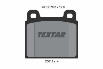 Купить 2001104 TEXTAR Тормозные колодки передние Transporter T3 (1.6, 1.7, 1.9, 2.0, 2.1) без датчика износа