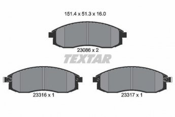 Купити 2308602 TEXTAR Гальмівні колодки передні Л200 (2.0, 2.4, 2.5) с звуковым предупреждением износа