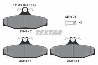 Купить 2324201 TEXTAR Тормозные колодки задние Карандо (2.0, 2.3, 2.9, 3.2) с звуковым предупреждением износа