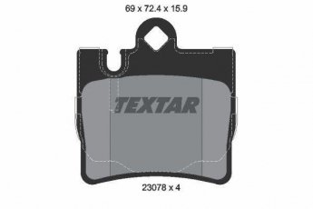 Купить 2307881 TEXTAR Тормозные колодки задние Мерседес 220 подготовлено для датчика износа колодок