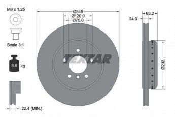 Купити 92182525 TEXTAR Гальмівні диски 6 серія (Е63, Е64) (3.0, 4.4, 4.8)