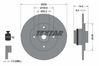 Купить 92154003 TEXTAR Тормозные диски Clio 2 (1.1, 1.5, 1.6, 2.0)