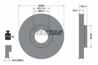 Купить 92273003 TEXTAR Тормозные диски Транзит 8 (2.0, 2.2, 3.2, 3.5, 3.7)