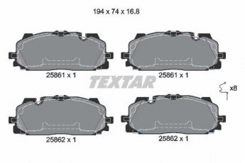 Купить 2586101 TEXTAR Тормозные колодки  Ауди А4 Б9 (2.0 TDI quattro, S4 quattro) подготовлено для датчика износа колодок