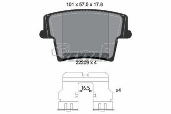 Купить 2220901 TEXTAR Тормозные колодки задние Крайслер 300 (3.6, 6.4) с звуковым предупреждением износа