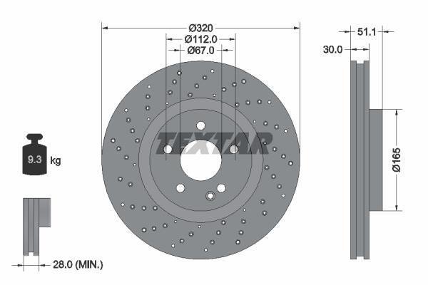 Купити 92262105 TEXTAR Гальмівні диски CL-Class CLA (2.0, 2.1)