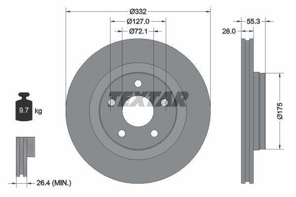 Купити 92278803 TEXTAR Гальмівні диски Wrangler (2.8, 3.0, 3.6, 3.8)