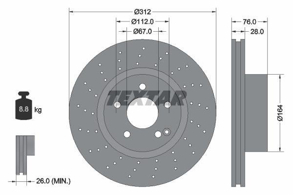 Купить 92099305 TEXTAR Тормозные диски Mercedes 220 (2.8, 3.2, 3.7, 5.0)