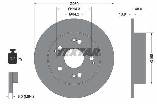 Купити 92125103 TEXTAR Гальмівні диски Civic (1.4, 1.6, 1.7, 2.0)