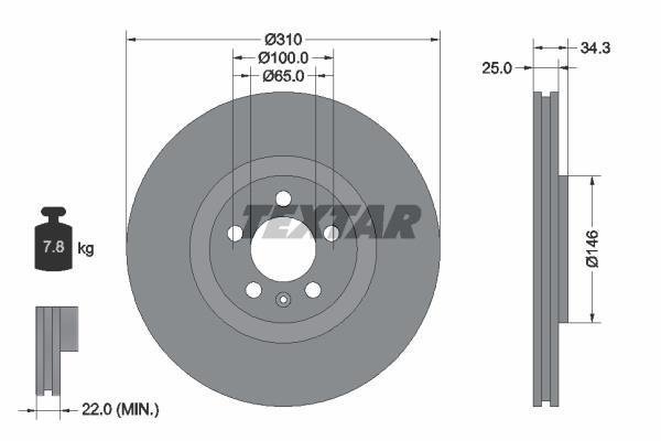 Купити 92275905 TEXTAR Гальмівні диски Audi A1 (1.0, 1.4, 1.6, 1.8, 2.0)