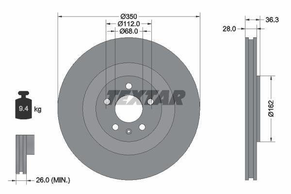 Купить 92290405 TEXTAR Тормозные диски Ауди Ку7 (2.0, 3.0, 4.0)
