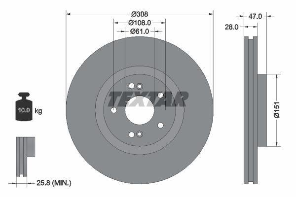 Купить 92174005 TEXTAR Тормозные диски Espace 4 (1.9 dCi, 2.0, 2.0 Turbo)