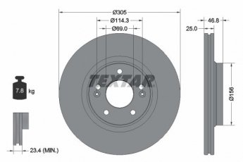Купить 92292203 TEXTAR Тормозные диски Туксон (1.6, 1.7, 2.0)