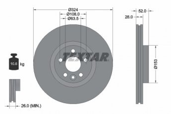 Купити 92293205 TEXTAR Гальмівні диски XC60 (2.0, 2.4, 2.5, 3.0, 3.2)