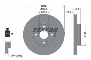 Купить 92300903 TEXTAR Тормозные диски Мазда 2 (1.5, 1.5 D)