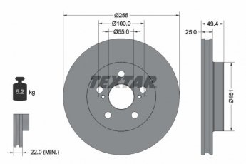 Купить 92301703 TEXTAR Тормозные диски Prius (1.8 Hybrid, 1.8 Hybrid E-Four 4WD)