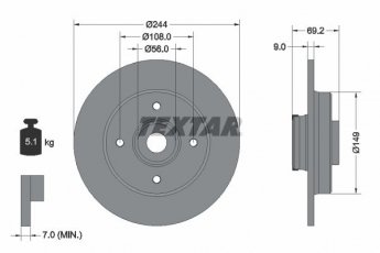 Купить 92305403 TEXTAR Тормозные диски Пежо 2008 (1.2, 1.4, 1.6)