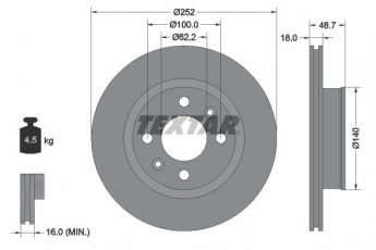 Купить 92196503 TEXTAR Тормозные диски Ай 10 (1.0, 1.1 CRDi, 1.2)