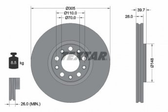 Купить 92293903 TEXTAR Тормозные диски Фиат 500 (1.4, 1.6, 2.0)