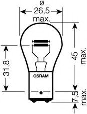 Лампа розжарювання, ліхтар сигналу тормож./ задній габ. вогонь; Лампа розжарювання, 7538LDR OSRAM фото 1