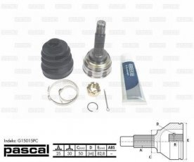 Купити G15015PC PASCAL ШРУС зовнішній Лансер (1.8 D, 1.8 GLX Diesel), шліци:  25 зовн. 30 вн.