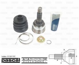 Купити G13011PC PASCAL ШРУС зовнішній Mazda 323 (1.3 16V, 1.5 16V, 1.6 TD), шліци:  26 зовн. 22 вн.