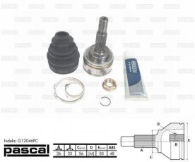 Купити G12046PC PASCAL ШРУС зовнішній Авенсіс (1.8, 2.0), шліци:  26 зовн. 23 вн. 48 зубців кільця ABS (з кільцем ABS)