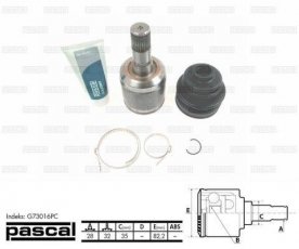 Купить G73016PC PASCAL ШРУС Mazda 6 (1.8, 2.0), шлицы:  28, 32 нар.