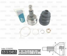 Купить G15057PC PASCAL ШРУС Lancer (1.8, 2.0 DI-D), шлицы:  28 нар. 33 вн.