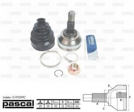 Купити G1F029PC PASCAL ШРУС зовнішній Punto (1.4 GT Turbo, 1.7 TD), шліци:  25 зовн. 25 вн. 44 зубців кільця ABS
