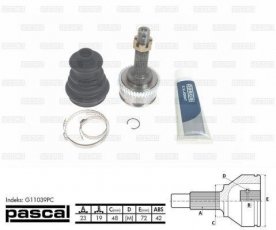 Купити G11039PC PASCAL ШРУС зовнішній Micra 1.0 i 16V, шліци:  23 зовн. 19 вн. 42 зубців кільця ABS