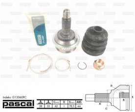 Купить G13060PC PASCAL ШРУС Mazda 6 (1.8, 2.0, 2.3), шлицы:  28 нар. 33 вн. 44 зубцов кольца ABS