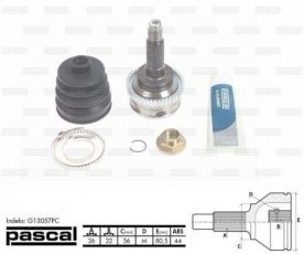 Купити G13057PC PASCAL ШРУС зовнішній Mazda 323 (1.3 16V, 1.5 16V), шліци:  26 зовн. 22 вн. 44 зубців кільця ABS