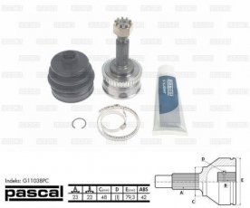 Купити G11038PC PASCAL ШРУС зовнішній Micra (1.3 i 16V, 1.5 D), шліци:  23 зовн. 22 вн. 42 зубців кільця ABS